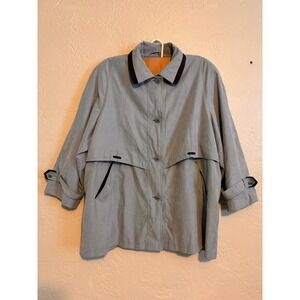FITZWRIGHT Women's Vintage 2X Light Blue SOFT Trench Coat Button‎ Front